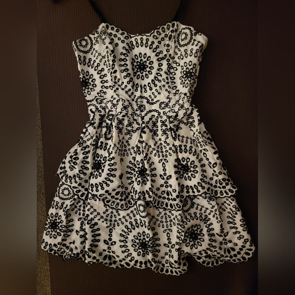 Express black and white eyelet tiered dress